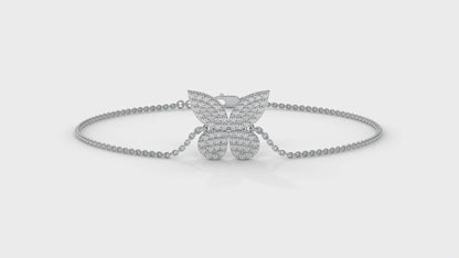 0.43 CTW Diamond Butterfly Bracelet in 14K White Gold – Pavé Butterfly Design