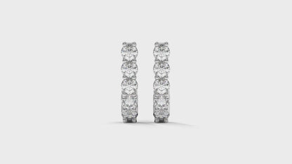 0.74 CTW Round Diamond Hoop Earrings In 14K White Gold – Shared-Prong Setting