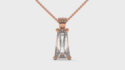 4.00 CTW Tapered Baguette Diamond Solitaire Pendant in 14K Rose Gold – Secure Claw-Prong Setting
