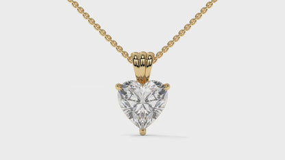 1.50 CTW Heart-Shaped Diamond Solitaire Pendant in 14K Yellow Gold – Secure Claw-Prong Setting