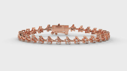 0.72 CTW Round Diamond Bracelet in 14K Rose Gold – Floral Cluster Design