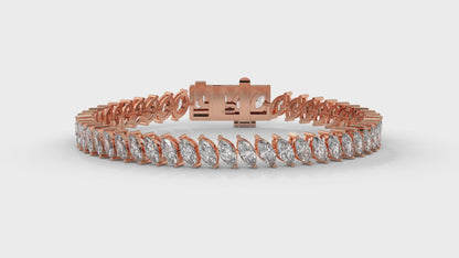 11.50 CTW Marquise Diamond Bracelet in 14K Rose Gold