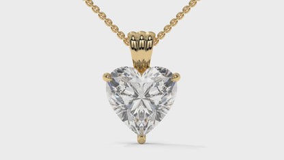 3.00 CTW Heart-Shaped Diamond Solitaire Pendant in 14K Yellow Gold – Secure Claw-Prong Setting