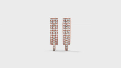 0.41 CTW Round Diamond Triple-Row Hoop Earrings in 14K Rose Gold – Pavé Setting
