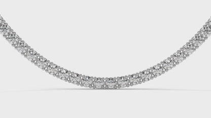 10 CTW Diamond Tennis Necklace in 14K White Gold – Classic Round Cut Single Row In 17 Inch