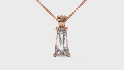 3.00 CTW Tapered Baguette Diamond Solitaire Pendant in 14K Rose Gold – Secure Claw-Prong Setting