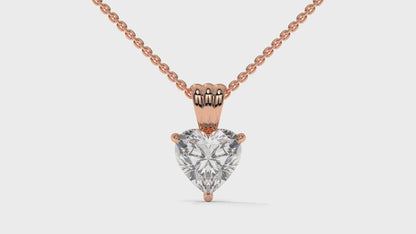 1.00 CTW Heart-Shaped Diamond Solitaire Pendant in 14K Rose Gold – Secure Claw-Prong Setting