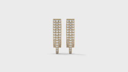 0.41 CTW Round Diamond Triple-Row Hoop Earrings in 14K Yellow Gold – Pavé Setting