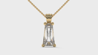 4.00 CTW Tapered Baguette Diamond Solitaire Pendant in 14K Yellow Gold – Secure Claw-Prong Setting