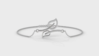 0.17 CTW Diamond Leaf Bracelet in 14K White Gold – Dainty Nature Inspired Jewelry