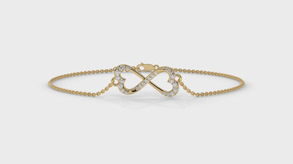 0.17 CTW Diamond Infinity Heart Bracelet in 14K Yellow Gold – Eternal Love Design