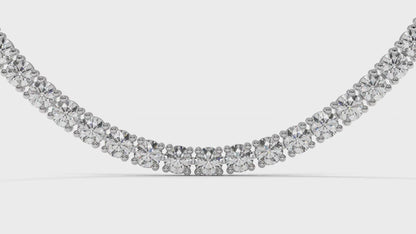 15 CTW Diamond Tennis Necklace in 14K White Gold – Classic Round Cut Single Row  In 17 Inch