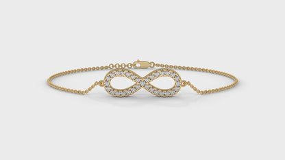 0.38 CTW Round Diamond Infinity Bracelet in 14K Yellow Gold
