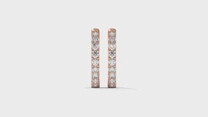 1.56 CTW Round Diamond Hoop Earrings in 14K Rose Gold