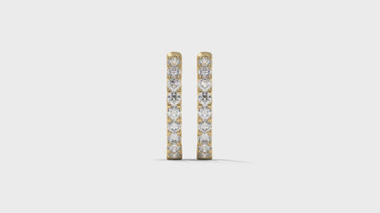 1.56 CTW Round Diamond Hoop Earrings in 14K Yellow Gold