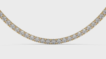 7.50 CTW Diamond Tennis Necklace in 14K Yellow Gold – Classic Round Cut Single Row In 17 Inch