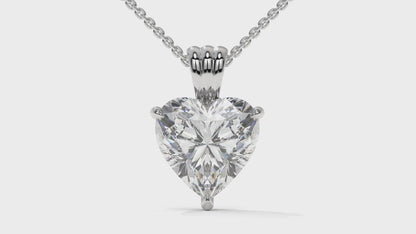 3.00 CTW Heart-Shaped Diamond Solitaire Pendant in 14K White Gold – Secure Claw-Prong Setting