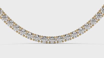 15 CTW Diamond Tennis Necklace in 14K Yellow Gold – Classic Round Cut Single Row  In 17 Inch