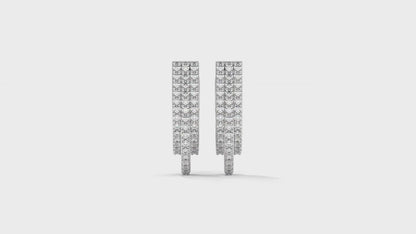 0.41 CTW Round Diamond Triple-Row Hoop Earrings in 14K White Gold – Pavé Setting