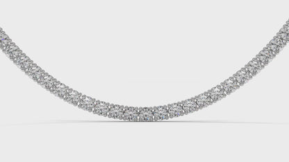 7.50 CTW Diamond Tennis Necklace in 14K White Gold – Classic Round Cut Single Row In 17 Inch