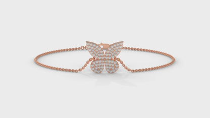 0.43 CTW Diamond Butterfly Bracelet in 14K Rose Gold – Pavé Butterfly Design