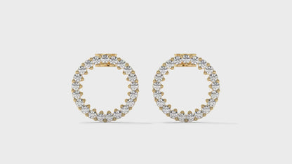0.42 CTW Round Diamond Circle Hoop Earrings in 14K Yellow Gold