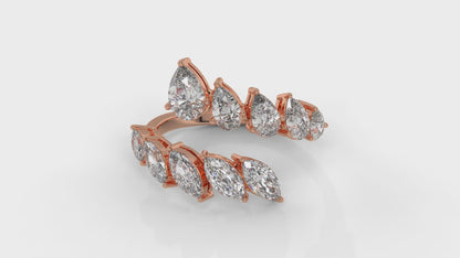 2.46 CTW Pear and Marquise Diamond Ring in 14K Rose Gold